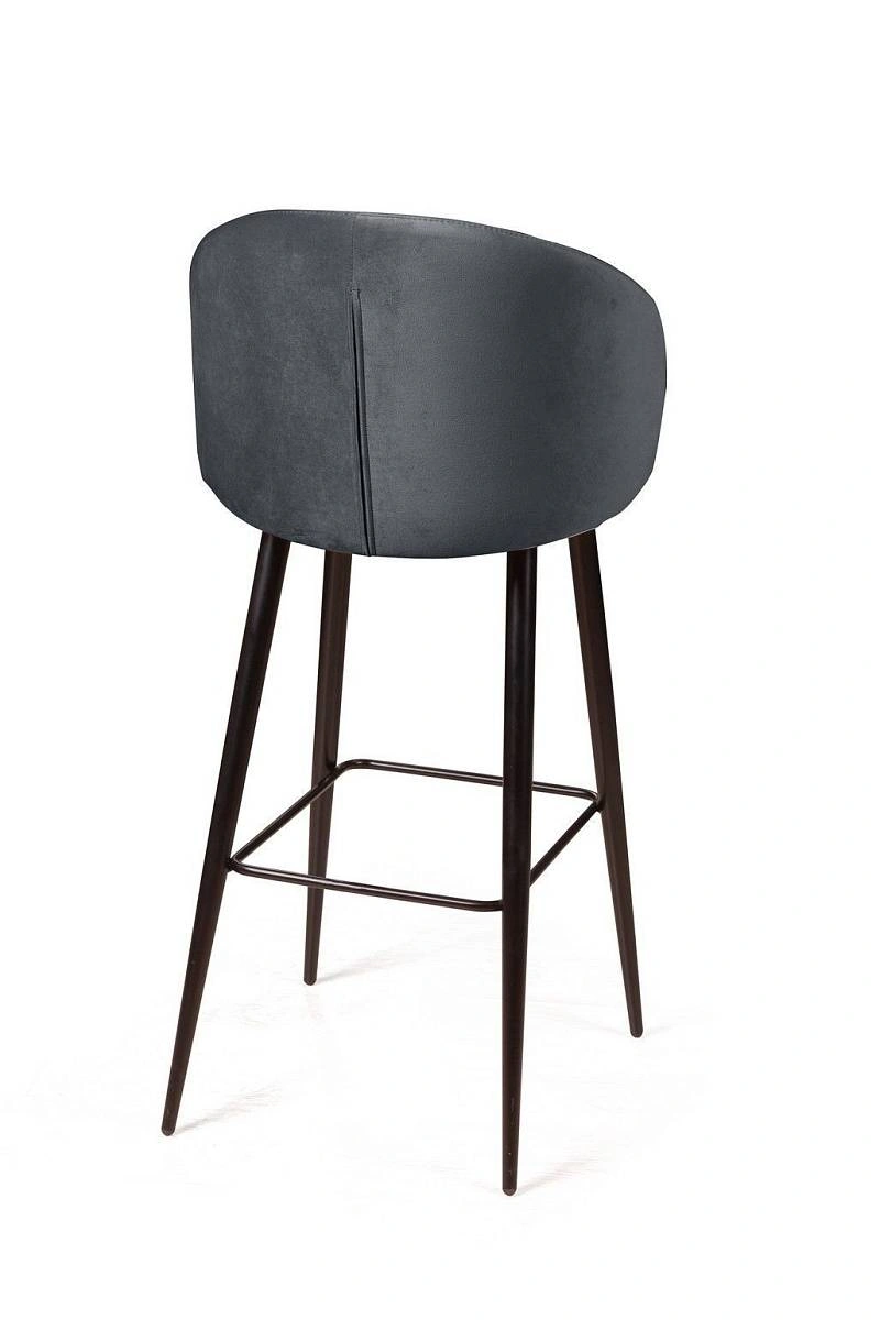 Стул барный Mont Blanc, бархат светло-серый 26 / черный конус изображение Стул барный Mont Blanc, бархат светло-серый 26 / черный конус фото