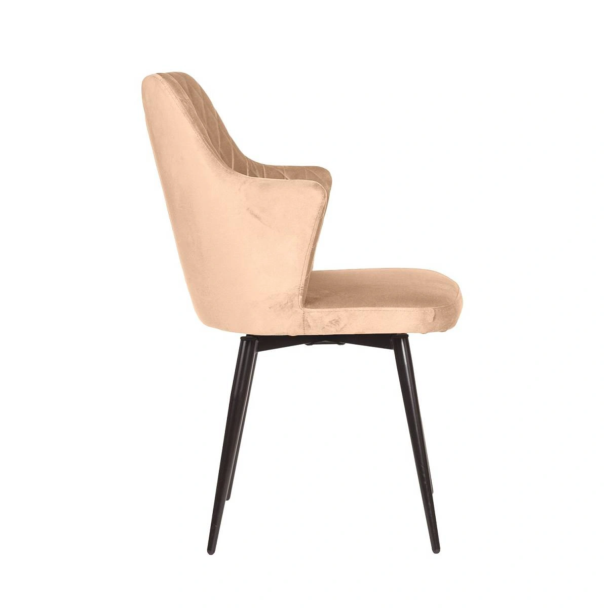 Стул поворотный на 360 градусов Hunt ромб, комплект (4шт), бархат бежевый 5 / чёрный конус изображение Стул поворотный на 360 градусов Hunt ромб, комплект (4шт), бархат бежевый 5 / чёрный конус фото