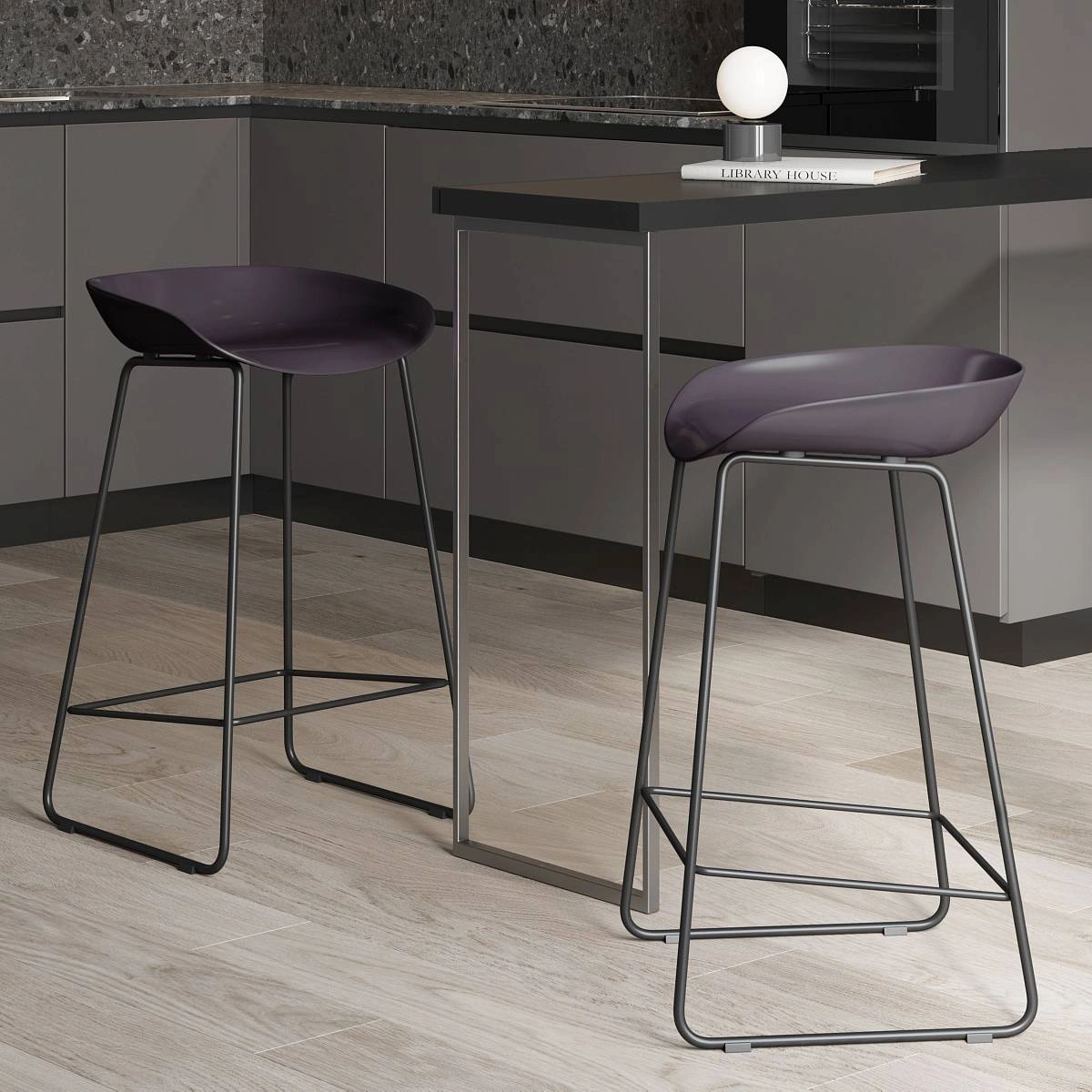 Стул полубарный Leo пластик серый изображение Стул полубарный Leo пластик серый фото