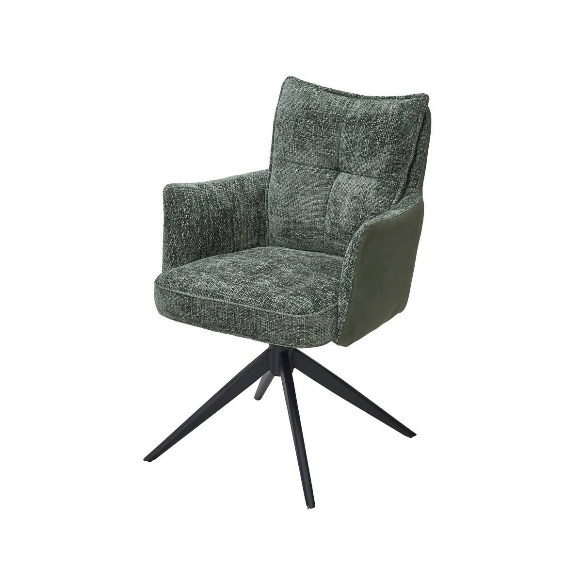 Стул с подлокотниками Gilad ткань комби зеленый, поворотный механизм 360 градусов фото