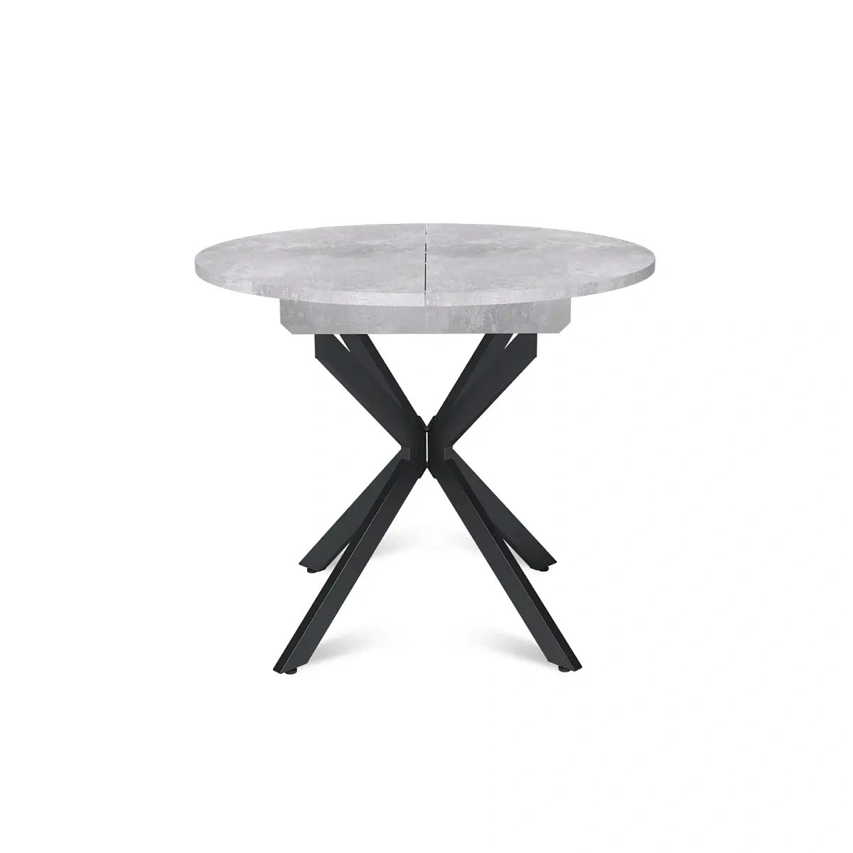 Стол круглый раздвижной Твист (90+30) цемент светлый / опоры черные фото