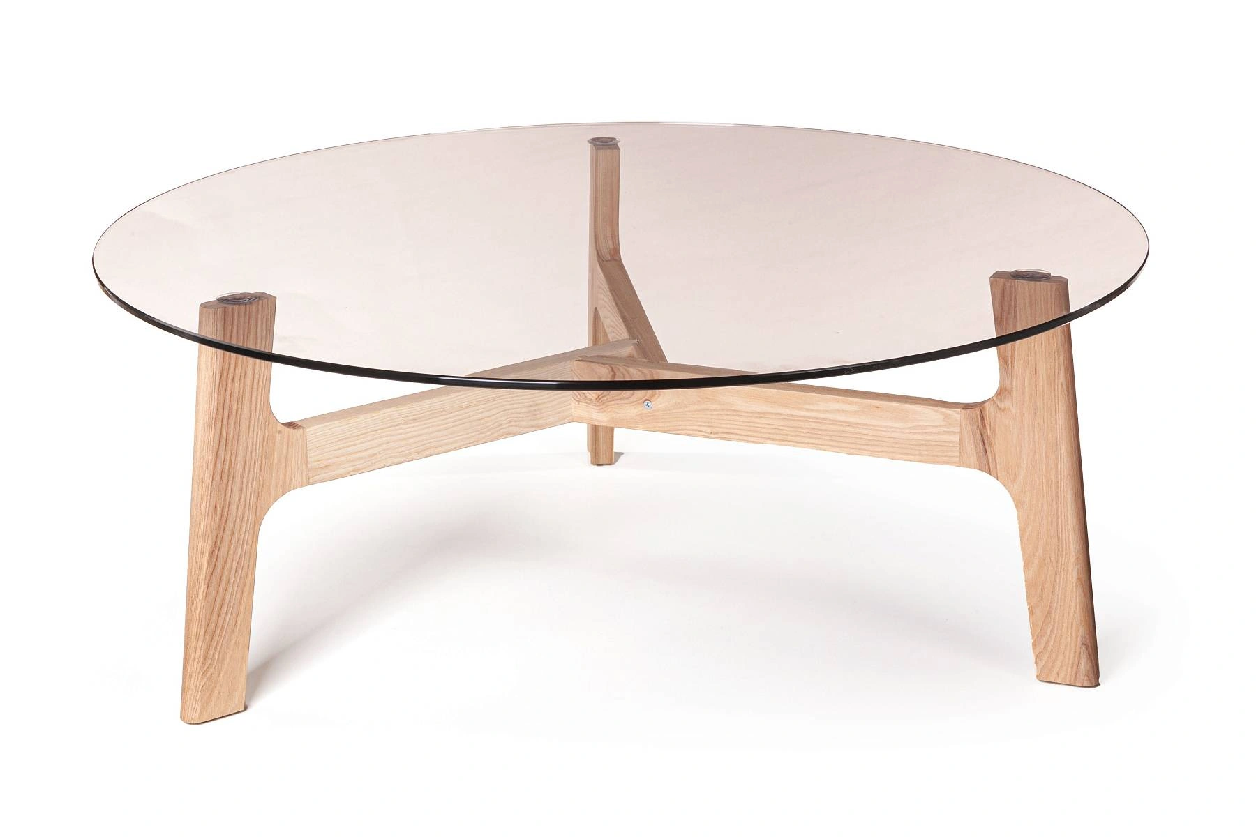 Журнальный столик Woddy D900 массив + стекло / опоры лак изображение Журнальный столик Woddy D900 массив + стекло / опоры лак фото