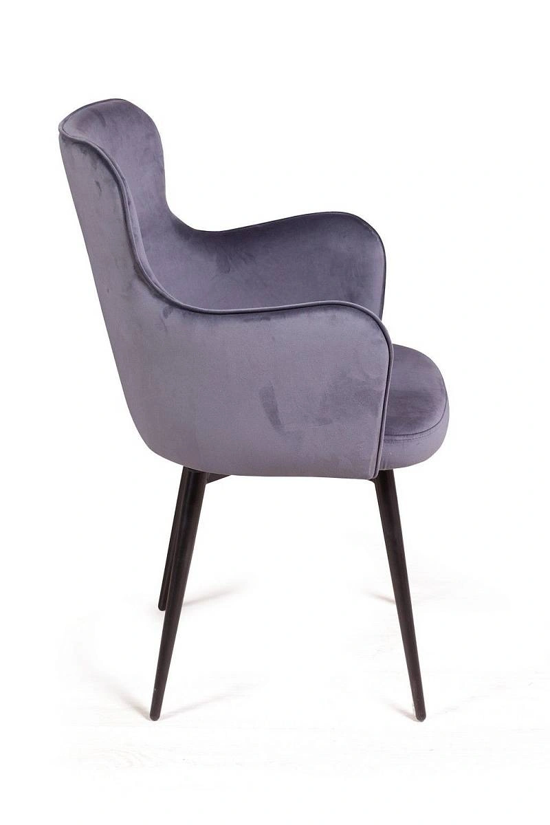 Стул c подлокотниками King, поворотный на 360 градусов, бархат серый 27 фото