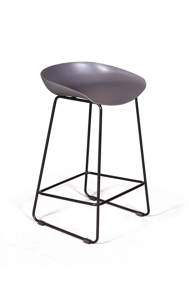 Стул полубарный Leo пластик серый изображение Стул полубарный Leo пластик серый фото