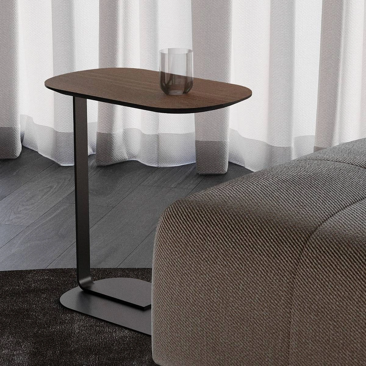 Журнальный столик приставной Side шпон молочный шоколад изображение Журнальный столик приставной Side шпон молочный шоколад фото