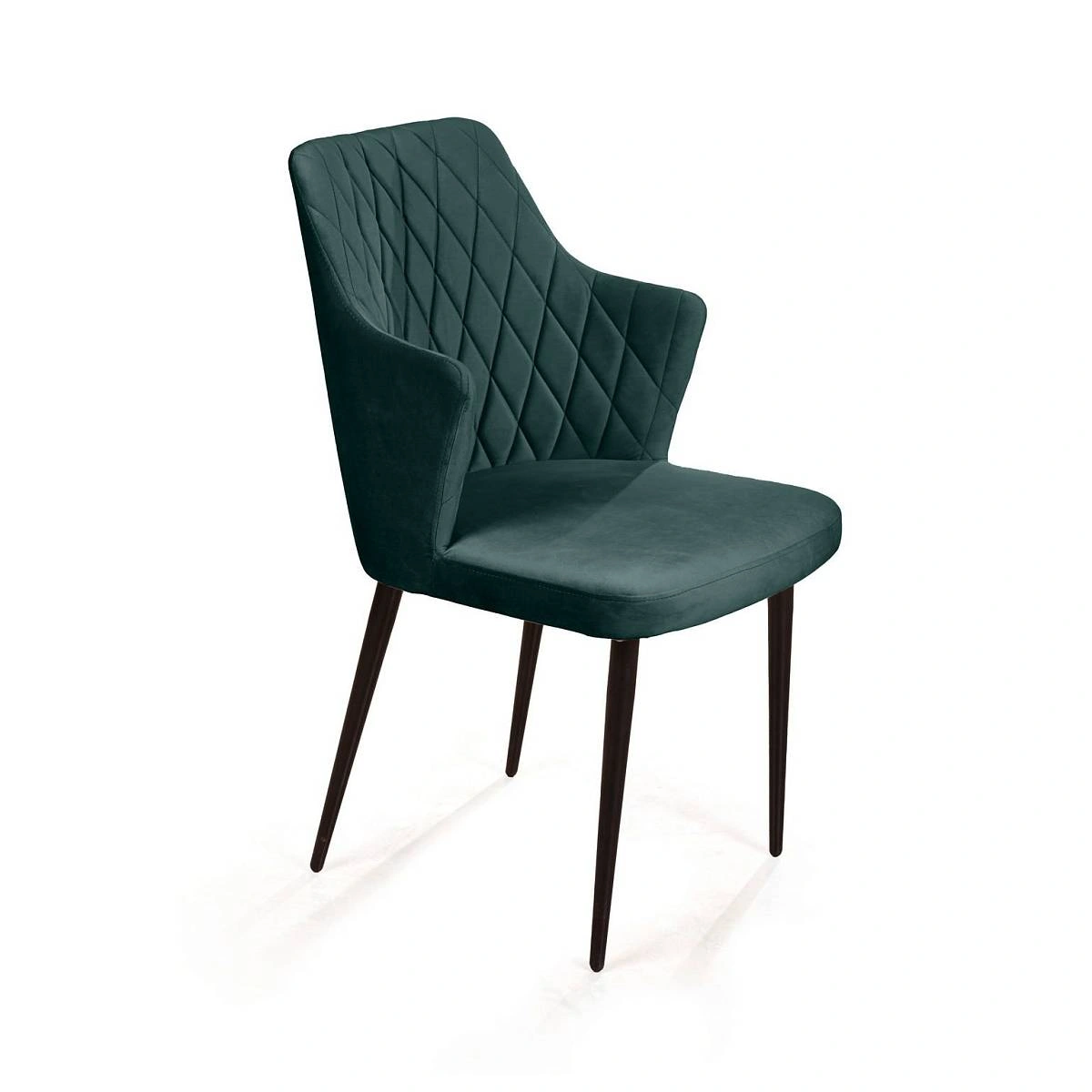 Стул с подлокотниками Hunt ромб, бархат зелёный 19 / чёрный конус изображение Стул с подлокотниками Hunt ромб, бархат зелёный 19 / чёрный конус фото