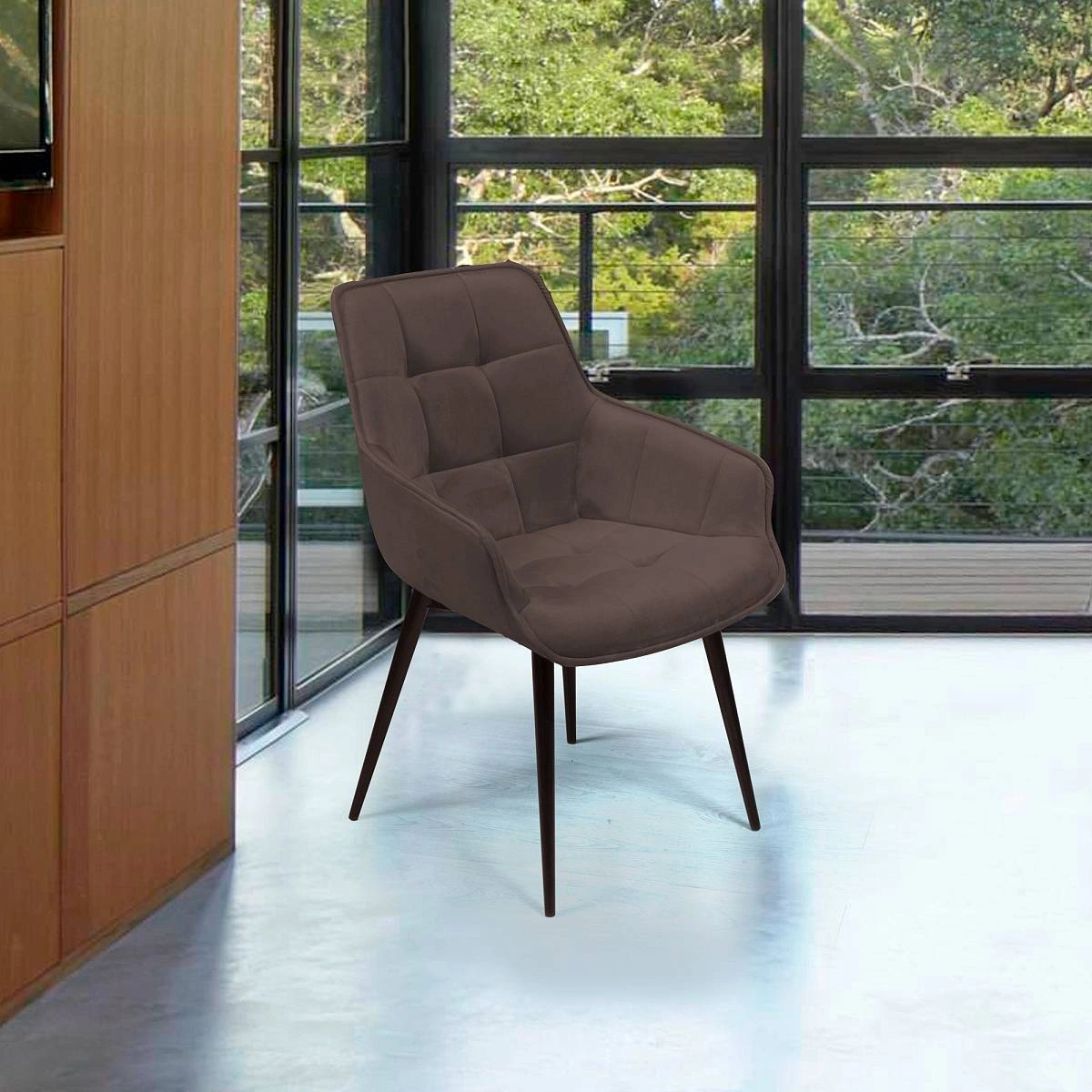 Стул Capri  поворотный 360 градусов, бархат антрацит 14 / опора конус фото