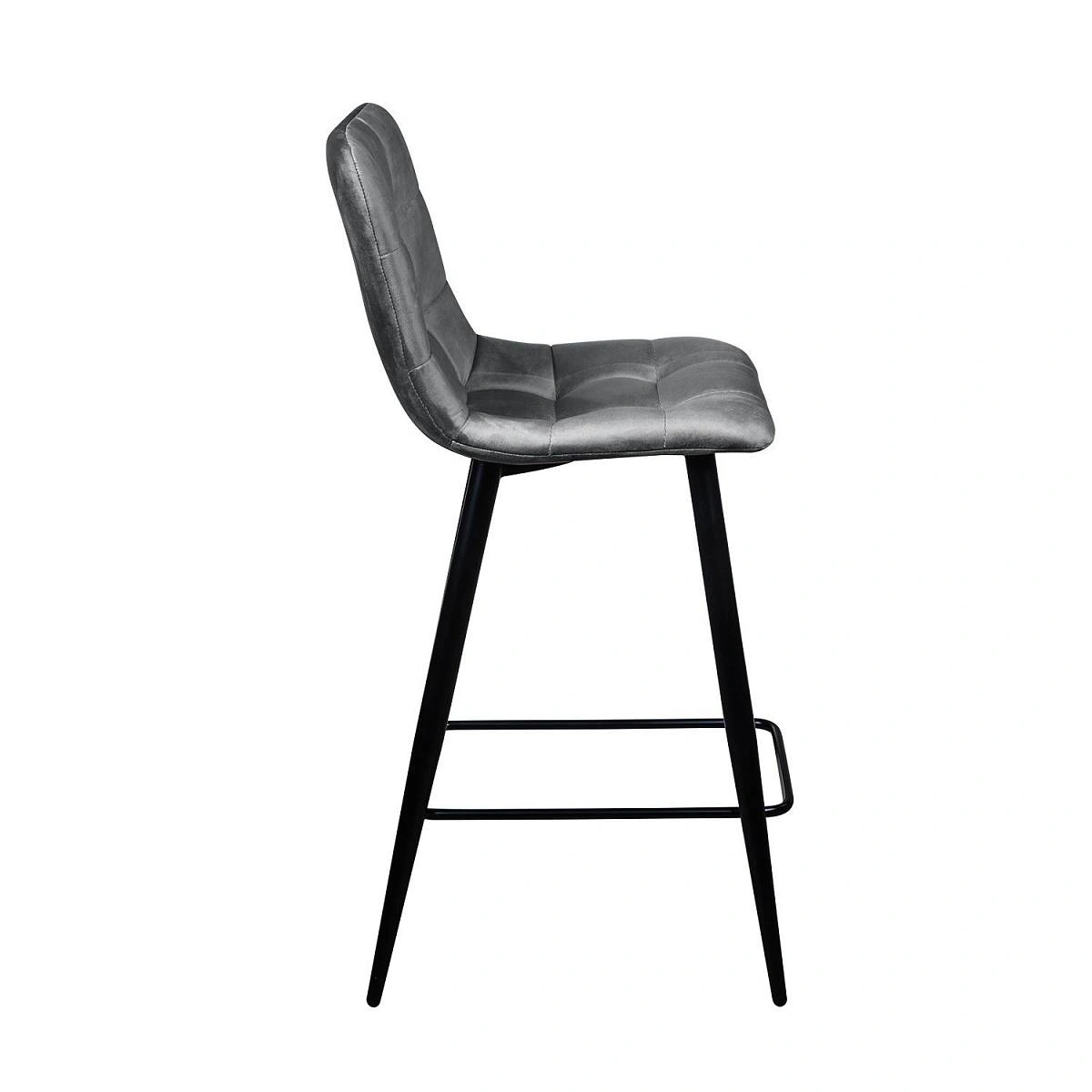 Стул полубарный UNO, комплект (2 шт), бархат светло-серый 26/ чёрный конус изображение Стул полубарный UNO, комплект (2 шт), бархат светло-серый 26/ чёрный конус фото