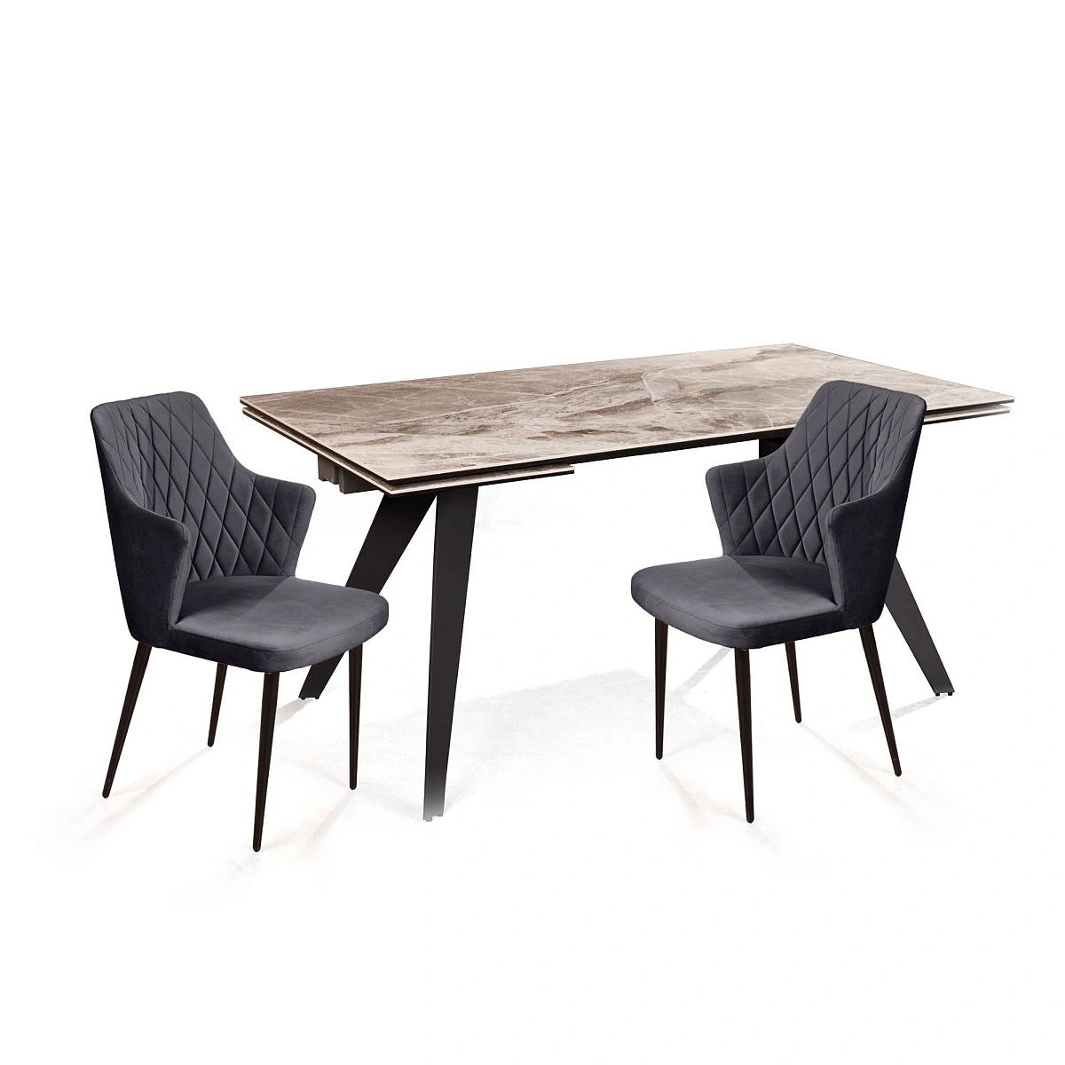 Стол раскладной Grant (160+80), мрамор испанская керамика светлый + 4 стула Hunt изображение Стол раскладной Grant (160+80), мрамор испанская керамика светлый + 4 стула Hunt фото