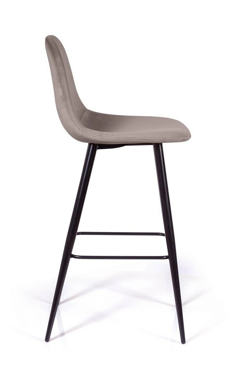 Стул барный TED, бархат пепельно-бежевый 25 /опора конус фото