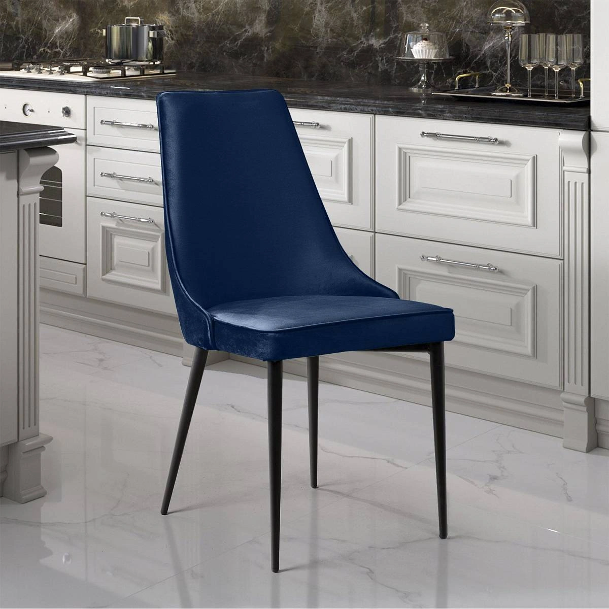 Стул Oliver, бархат синий 29/ чёрный конус изображение Стул Oliver, бархат синий 29/ чёрный конус фото