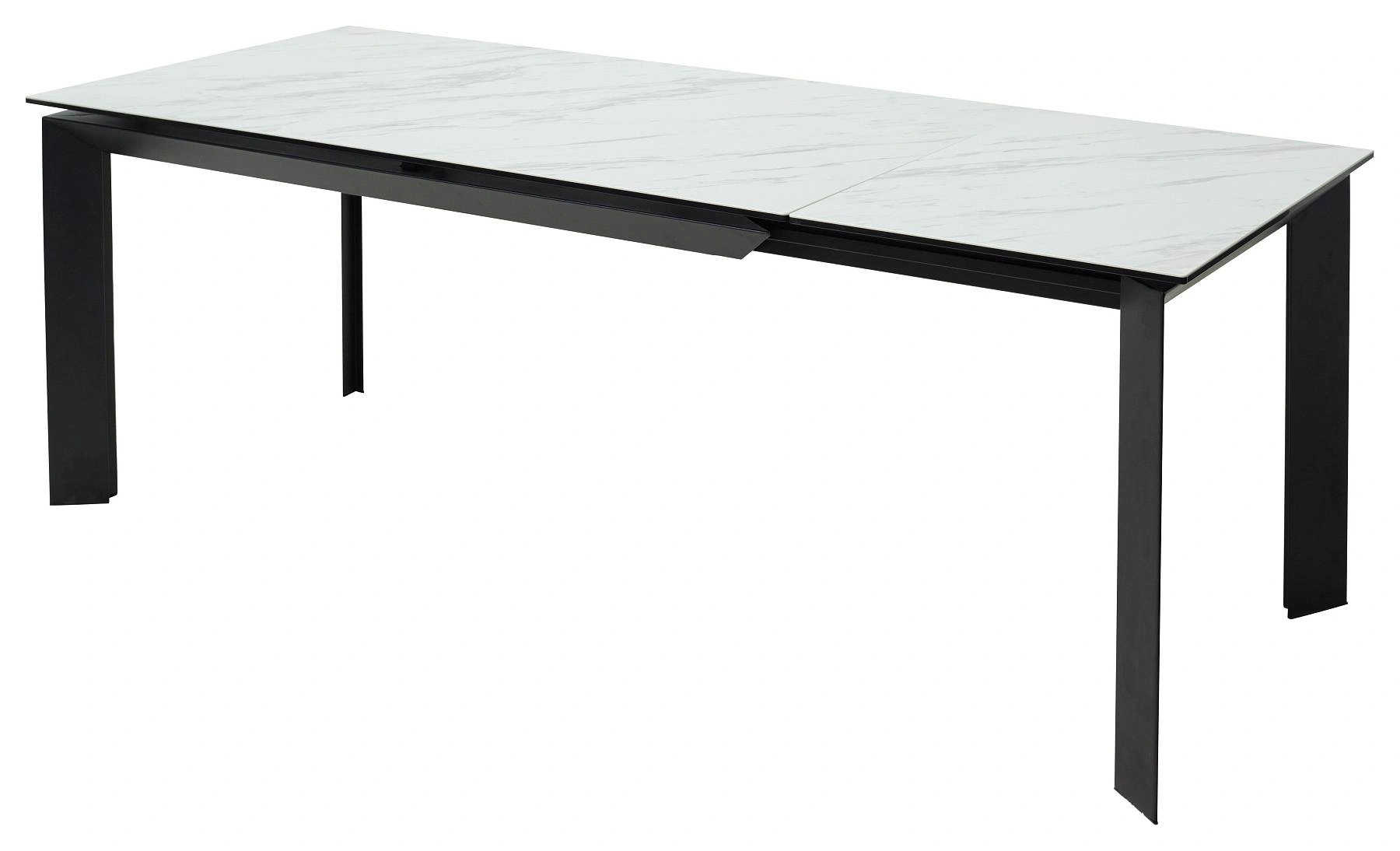 Стол раскладной Dogma (160+60) керамика матовая, светлая / опоры черные фото