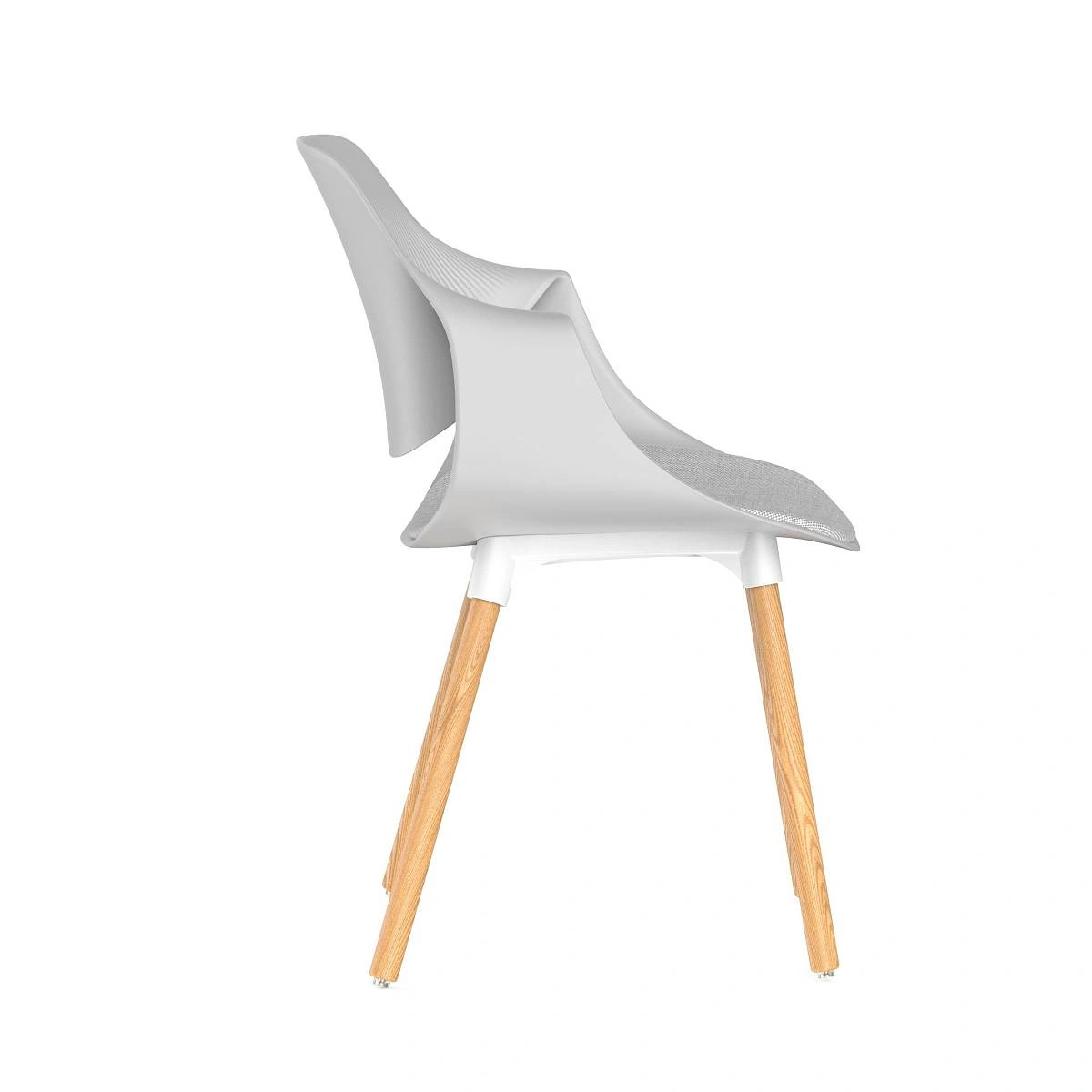 Стул Akella soft, (комплект 2 шт), пластик светло-серый / опоры дерево фото