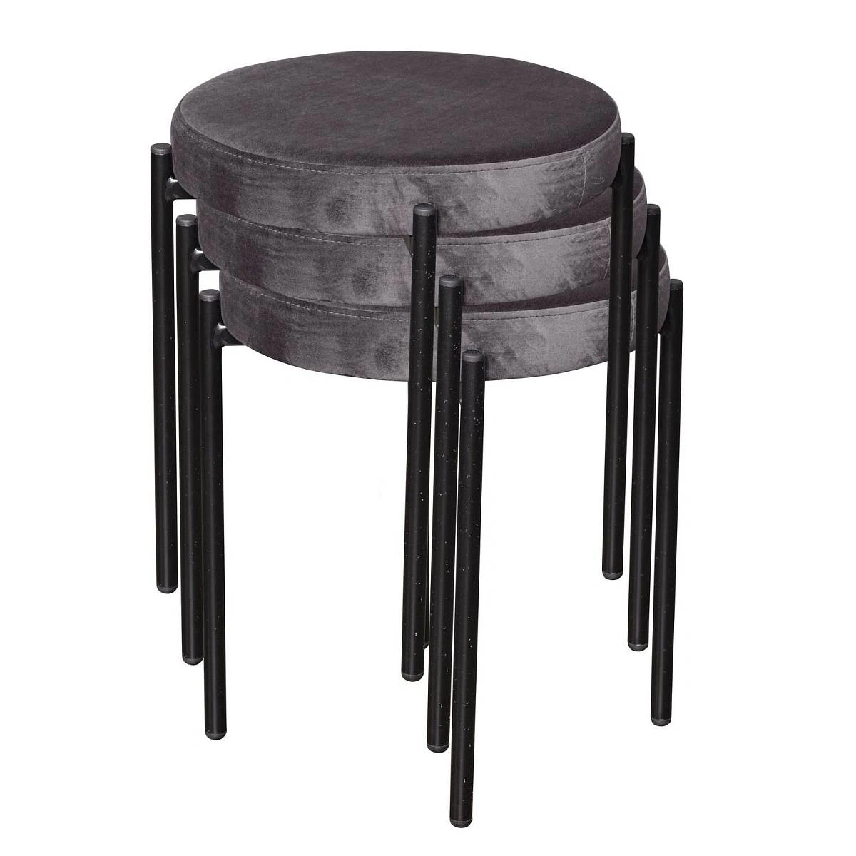 Табурет мягкий Mason, бархат серый 27 изображение Табурет мягкий Mason, бархат серый 27 фото