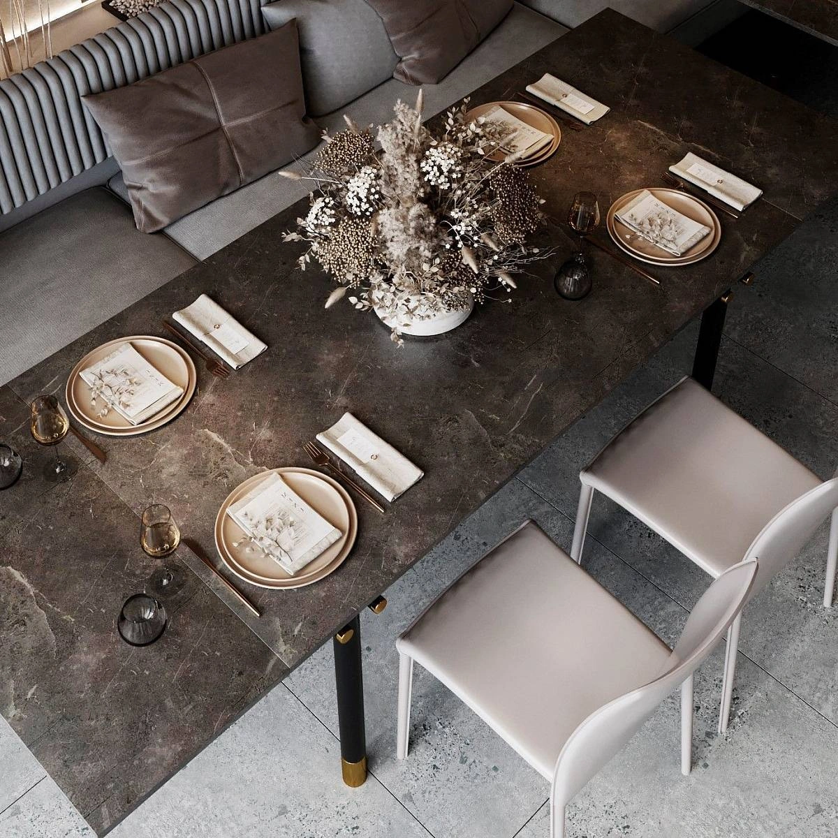 Стол обеденный Trump (160+40+40), керамика серая изображение Стол обеденный Trump (160+40+40), керамика серая фото