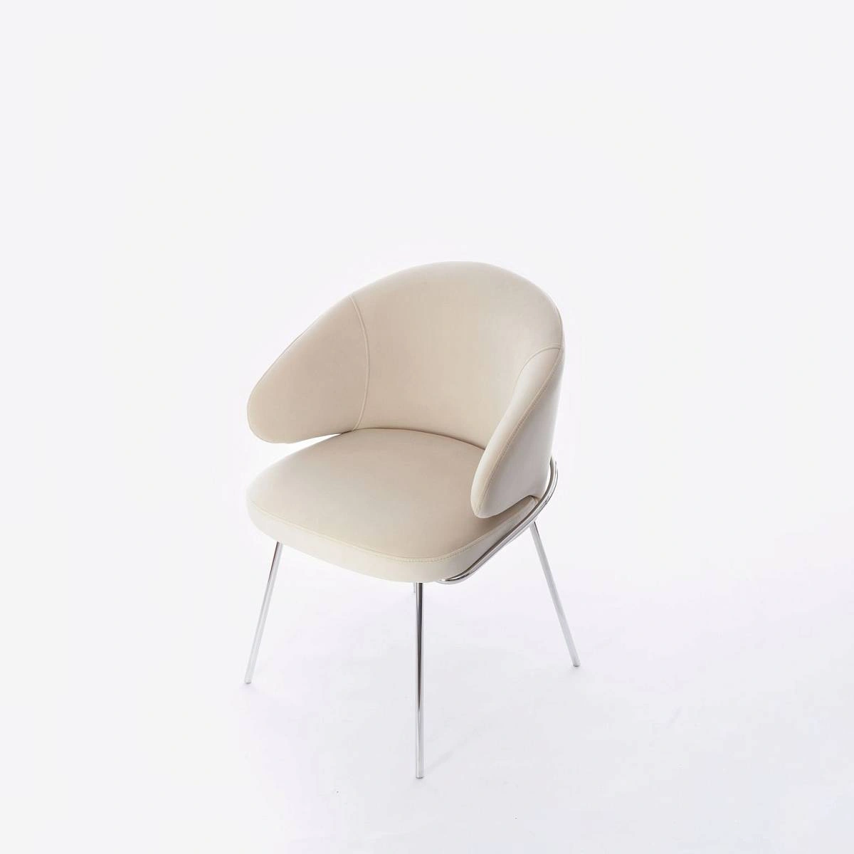 Стул с подлокотниками Garda, микровелюр бежевый, опоры хром фото