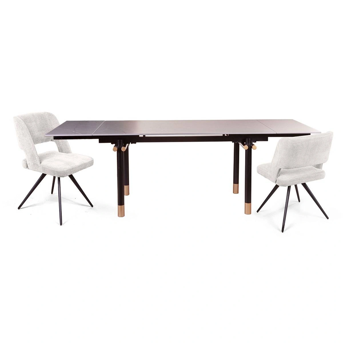 Стол обеденный Trump (160+40+40), керамика серая + 4 стула Molly изображение Стол обеденный Trump (160+40+40), керамика серая + 4 стула Molly фото