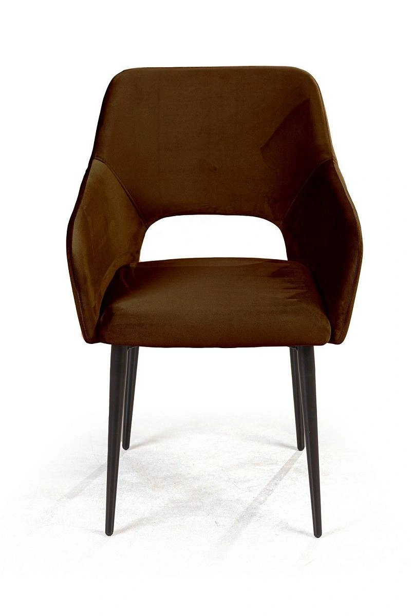 Стул с подлокотниками Charlie, комплект (4шт), бархат коричневый 12 изображение Стул с подлокотниками Charlie, комплект (4шт), бархат коричневый 12 фото