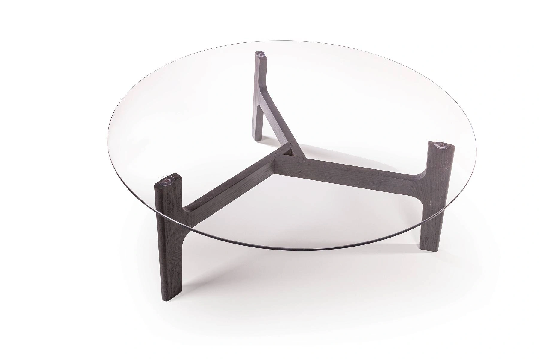 Журнальный столик Woddy D900 массив + стекло / опоры черничный шоколад изображение Журнальный столик Woddy D900 массив + стекло / опоры черничный шоколад фото