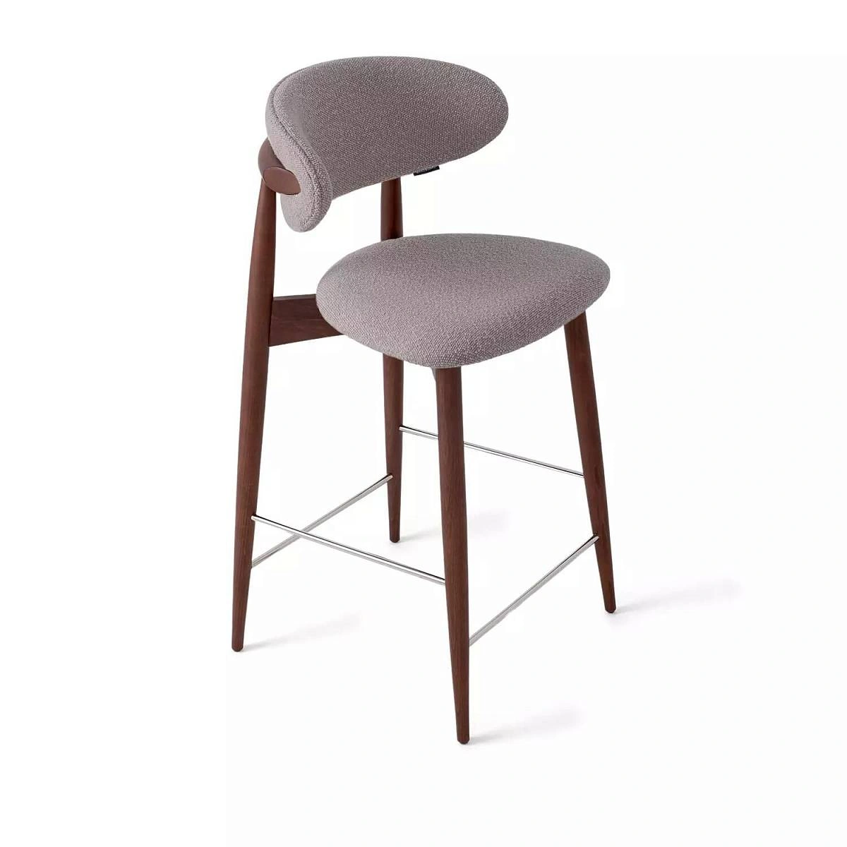 Стул полубарный Paolo, бук натуральный (тонированный коричневым лаком), ткань, пепельно-бежевый изображение Стул полубарный Paolo, бук натуральный (тонированный коричневым лаком), ткань, пепельно-бежевый фото