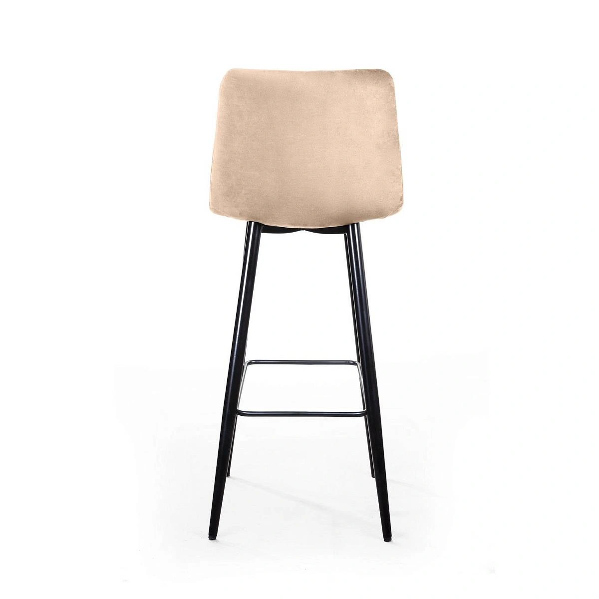 Стул барный UNO, бархат бежевый 5/ чёрный конус изображение Стул барный UNO, бархат бежевый 5/ чёрный конус фото