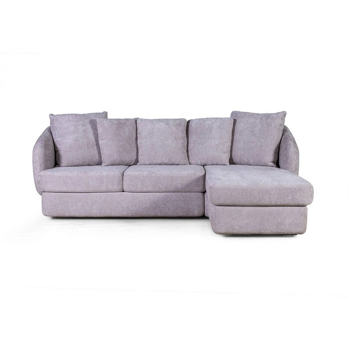 Бабл диван-кровать с шезлонгом, механизм «дельфин», шенилл Reef silver фото