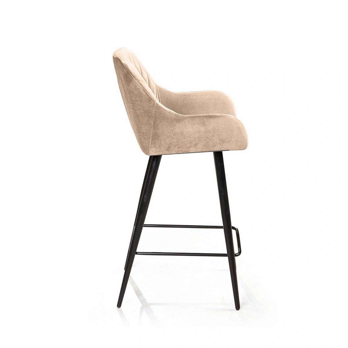 Стул полубарный Robert поворотный 360 градусов, бархат бежевый 5 изображение Стул полубарный Robert поворотный 360 градусов, бархат бежевый 5 фото