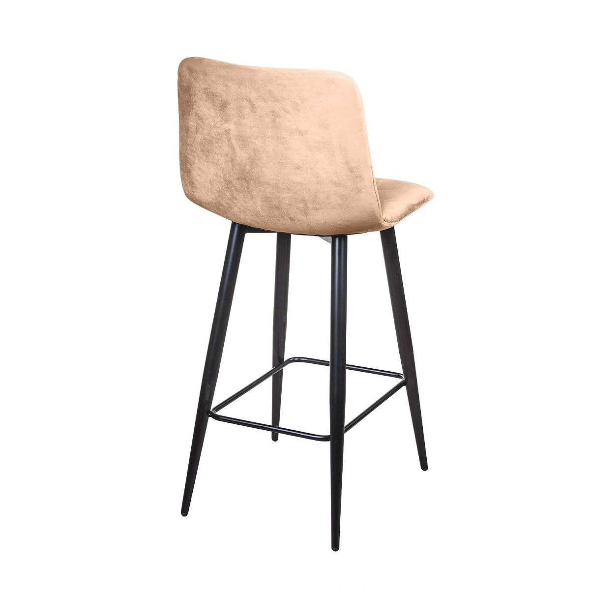 Стул полубарный UNO, комплект (2 шт), бархат бежевый 5 / чёрный конус изображение Стул полубарный UNO, комплект (2 шт), бархат бежевый 5 / чёрный конус фото