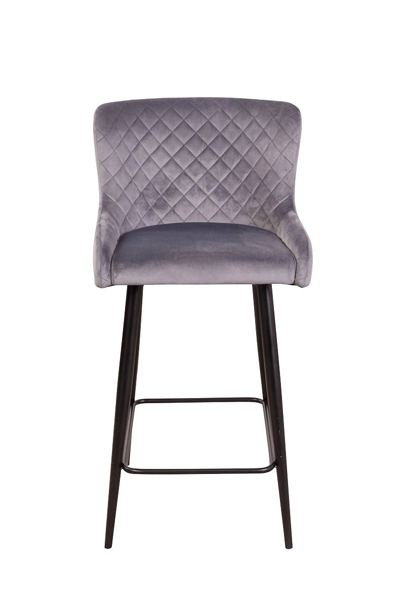 Стул полубарный JAZZ ромб, бархат серый 27/черный конус изображение Стул полубарный JAZZ ромб, бархат серый 27/черный конус фото