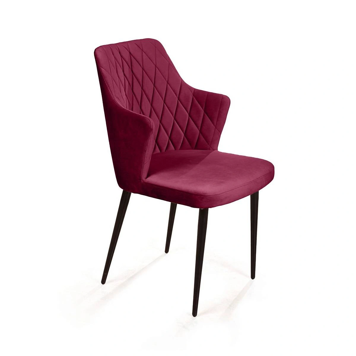 Стул с подлокотниками Hunt ромб, бархат красный 16 / чёрный конус изображение Стул с подлокотниками Hunt ромб, бархат красный 16 / чёрный конус фото