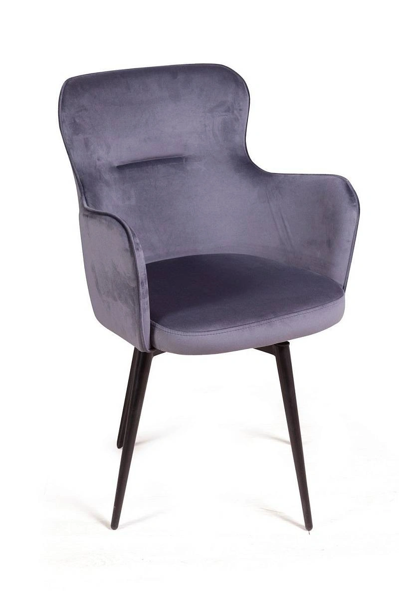 Стул c подлокотниками King, поворотный на 360 градусов, бархат серый 27 фото