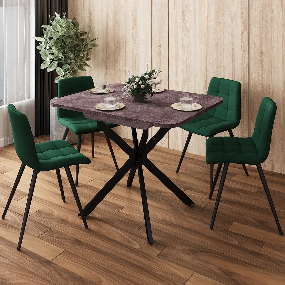 Стол Твист раздвижной (100+30) камень темный / опоры черные фото