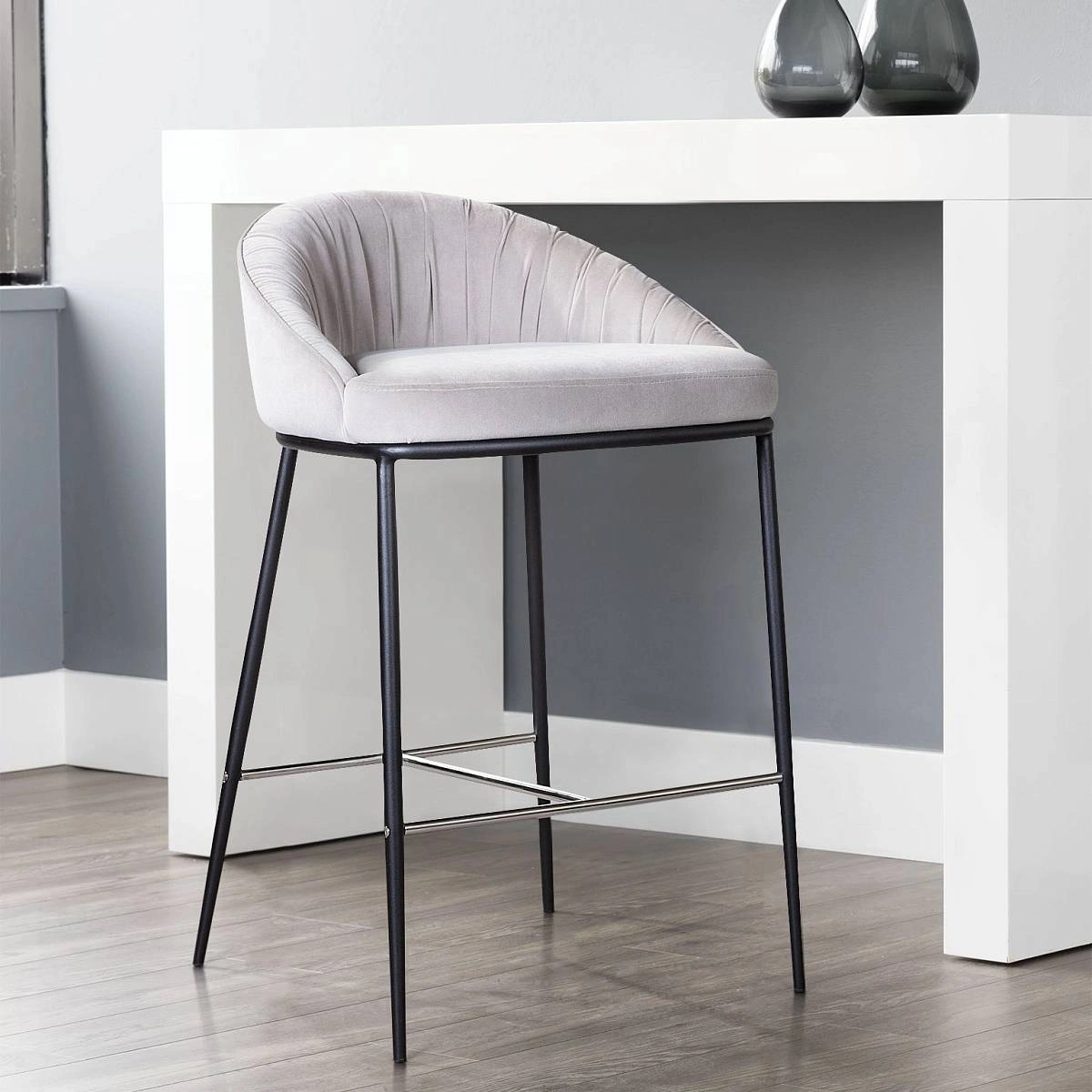 Стул полубарный Barkley, микровелюр серый изображение Стул полубарный Barkley, микровелюр серый фото