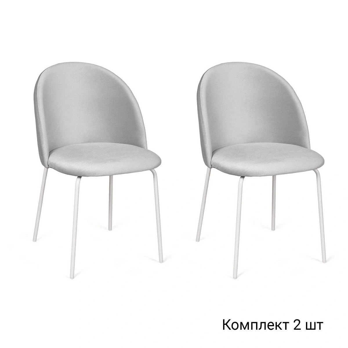 Стул Nord, комплект (2 шт), бархат светло-серый 04 / опора белая фото