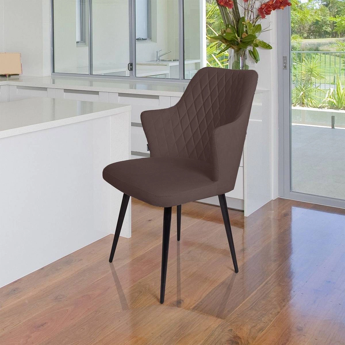 Стул поворотный на 360 градусов Hunt ромб, велюр шоколад maxx 232 / чёрный конус изображение Стул поворотный на 360 градусов Hunt ромб, велюр шоколад maxx 232 / чёрный конус фото