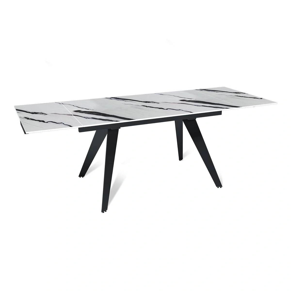 Стол раскладной Rhein (140+40+40), керамика глянцевая Panda White изображение Стол раскладной Rhein (140+40+40), керамика глянцевая Panda White фото