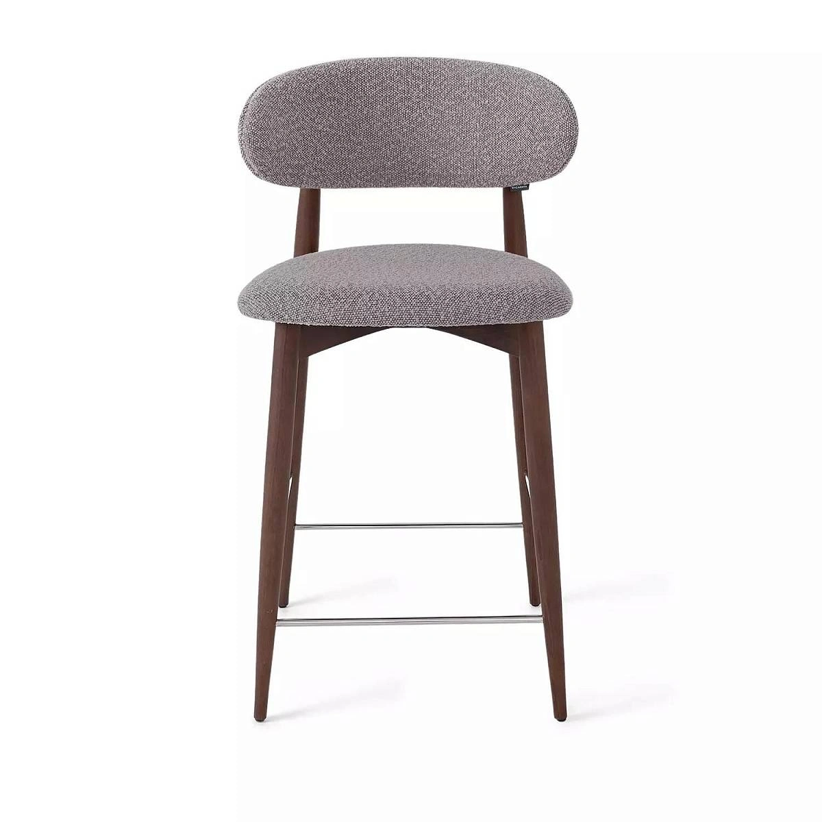 Стул полубарный Paolo, бук натуральный (тонированный коричневым лаком), ткань, пепельно-бежевый изображение Стул полубарный Paolo, бук натуральный (тонированный коричневым лаком), ткань, пепельно-бежевый фото