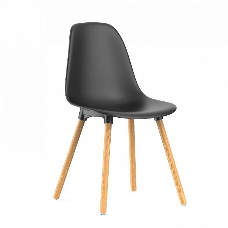 Стул Eames, (комплект 2 шт), пластик черный / опоры дерево фото