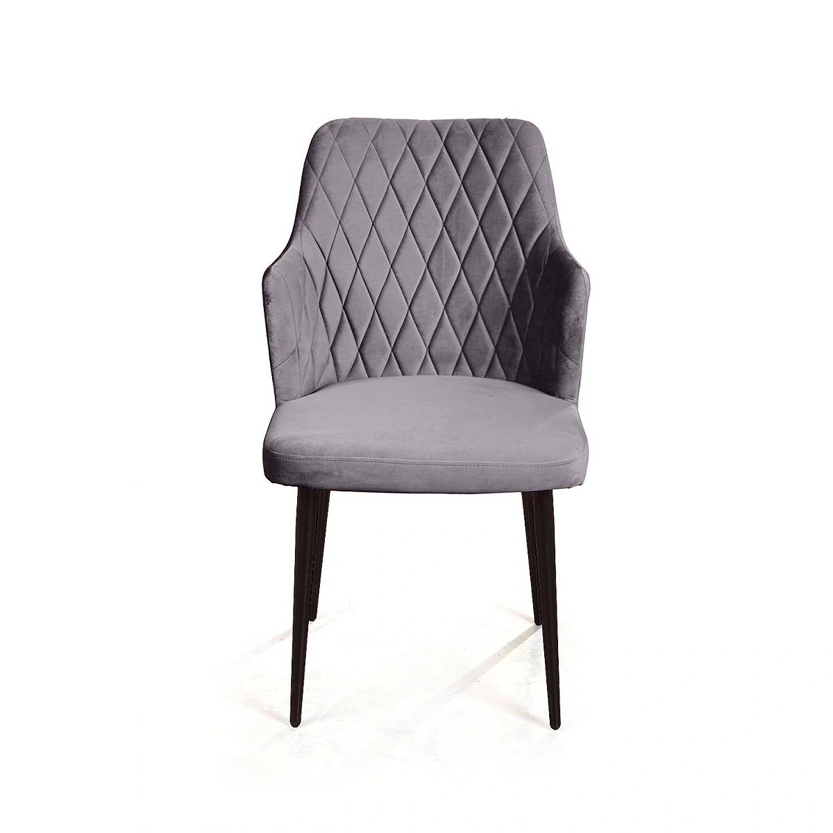 Стул с подлокотниками Hunt ромб, комплект (4шт), бархат серый 27 / чёрный конус изображение Стул с подлокотниками Hunt ромб, комплект (4шт), бархат серый 27 / чёрный конус фото