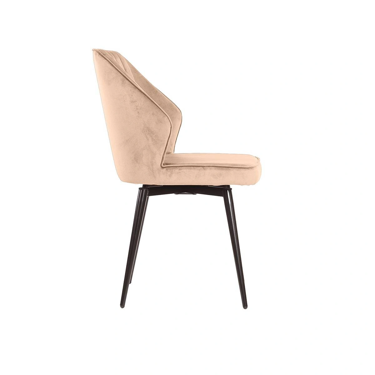 Стул Berg поворотный 360 градусов, комплект (2 шт), бархат бежевый 5/ черный конус фото