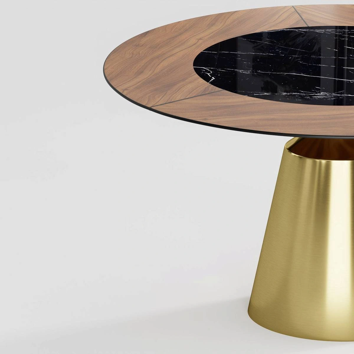 Стол круглый Lucas 140, шпон, керамика глянцевая, черная изображение Стол круглый Lucas 140, шпон, керамика глянцевая, черная фото
