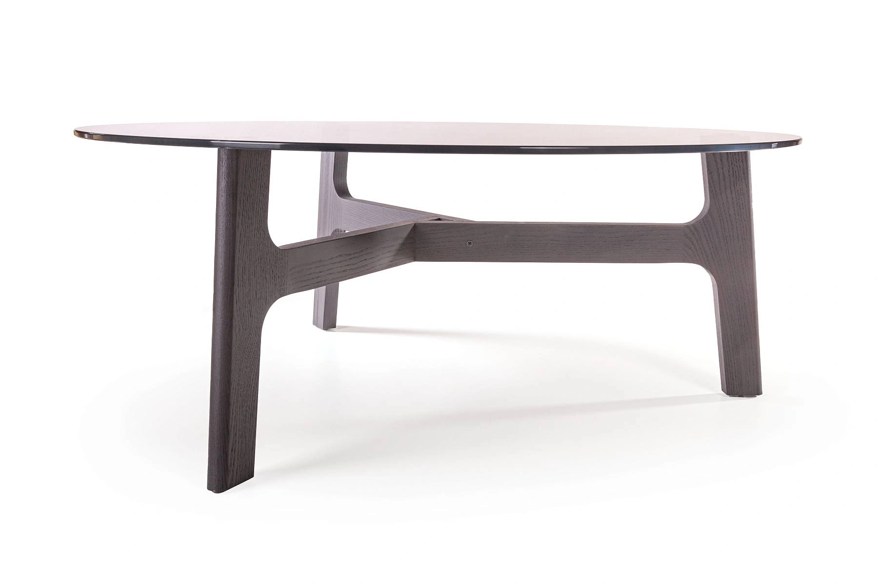 Журнальный столик Woddy D900 массив + стекло / опоры черничный шоколад изображение Журнальный столик Woddy D900 массив + стекло / опоры черничный шоколад фото