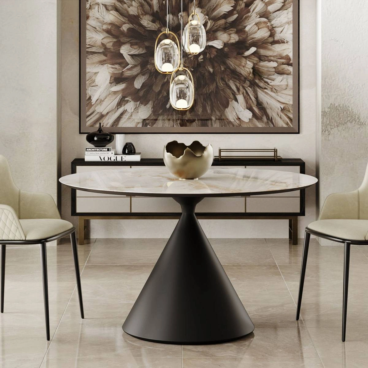 Стол круглый AXIS 120, керамика глянцевая, белая изображение Стол круглый AXIS 120, керамика глянцевая, белая фото