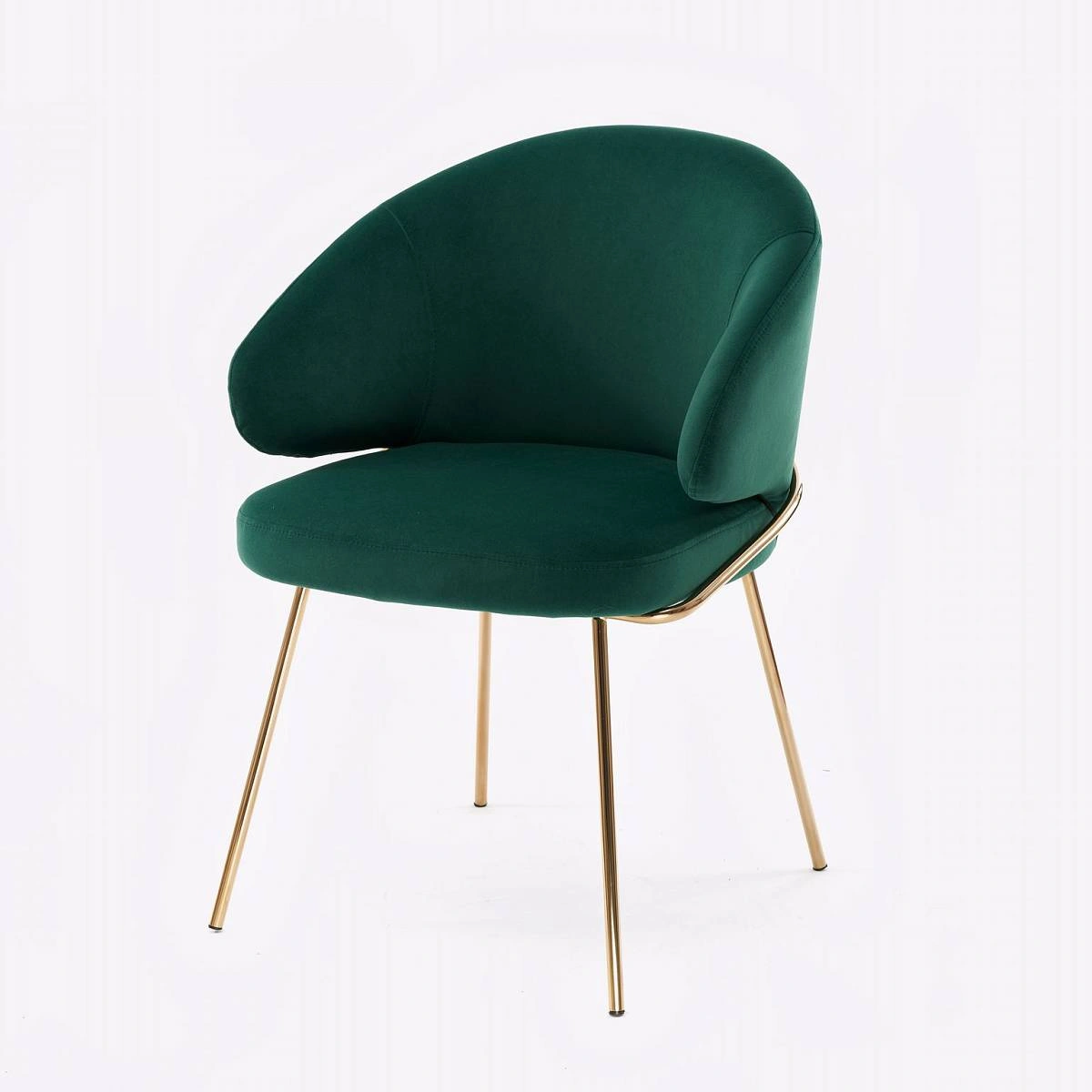 Стул с подлокотниками Garda, микровелюр зеленый, опоры золото фото