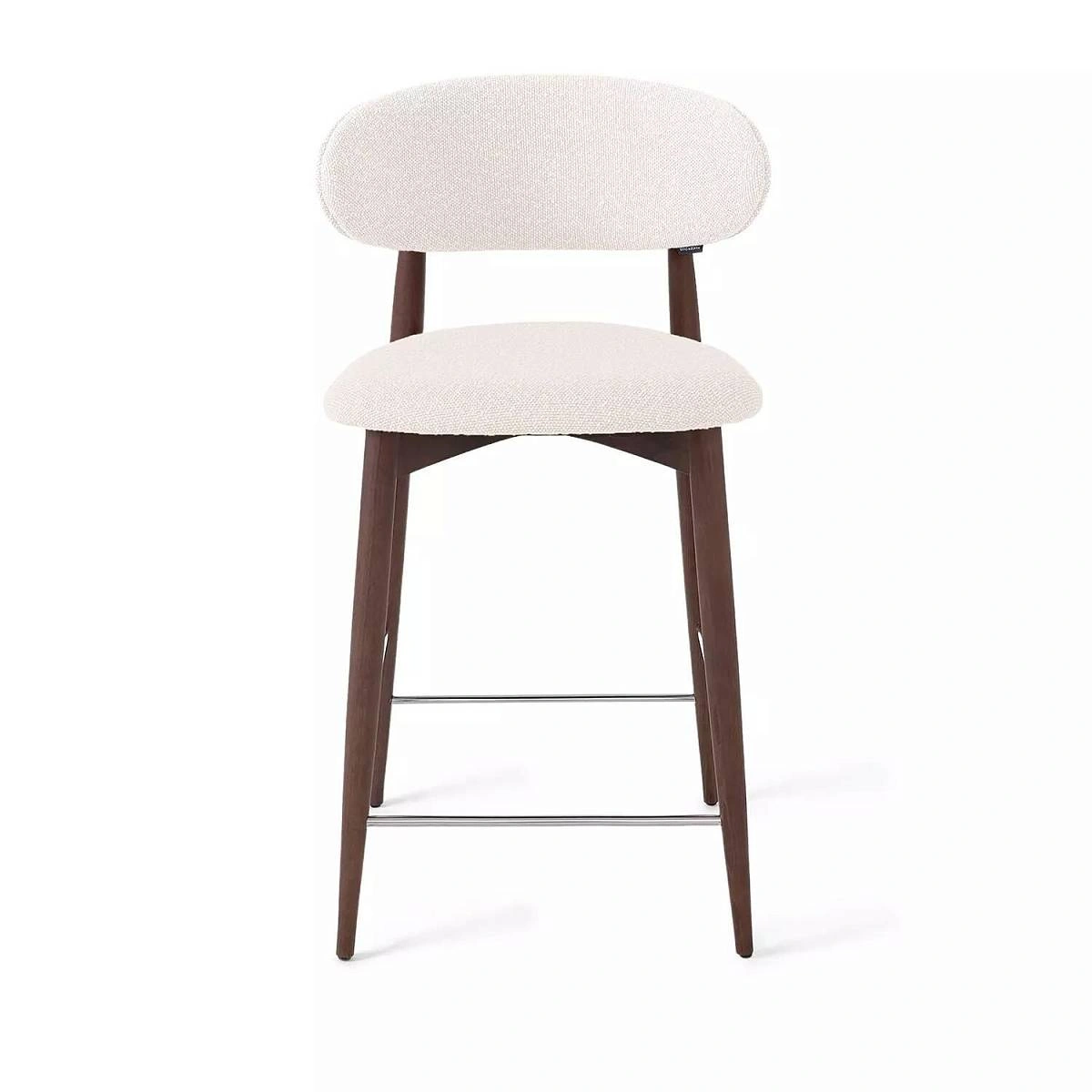 Стул полубарный Paolo, бук натуральный (тонированный коричневым лаком), ткань, белый изображение Стул полубарный Paolo, бук натуральный (тонированный коричневым лаком), ткань, белый фото