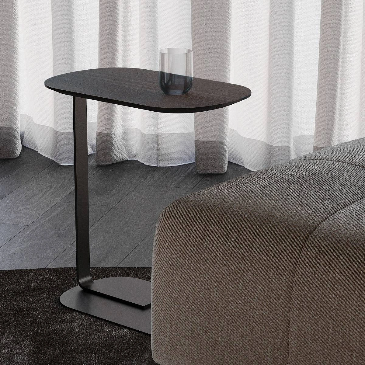 Журнальный столик приставной Side шпон черничный шоколад изображение Журнальный столик приставной Side шпон черничный шоколад фото