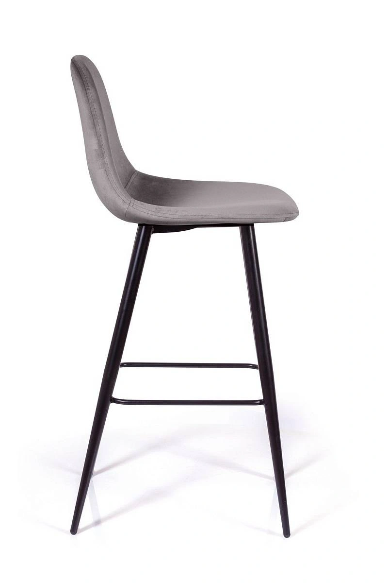 Стул барный TED, бархат серый 27 /опора конус изображение Стул барный TED, бархат серый 27 /опора конус фото