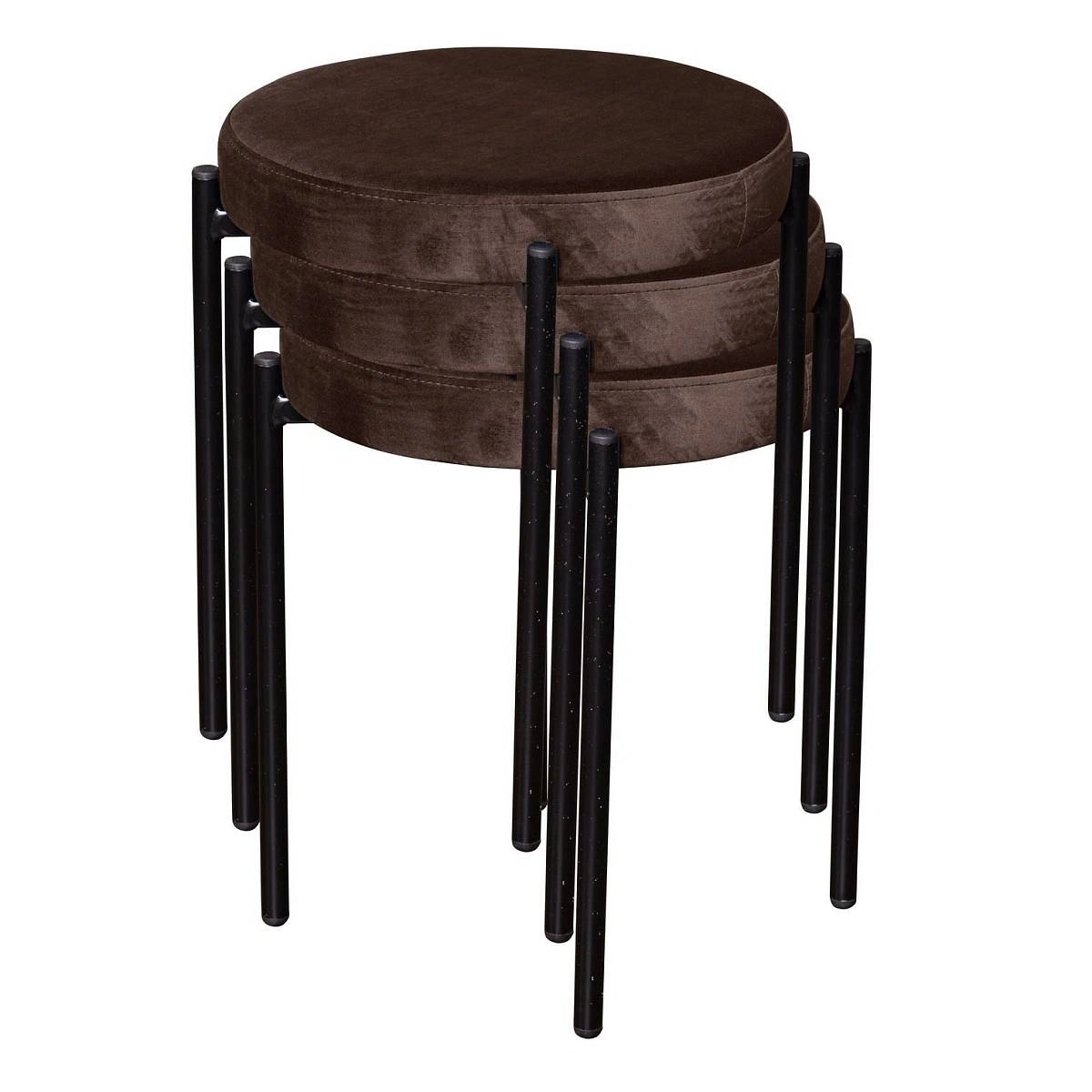 Табурет мягкий Mason, бархат коричневый 12 фото