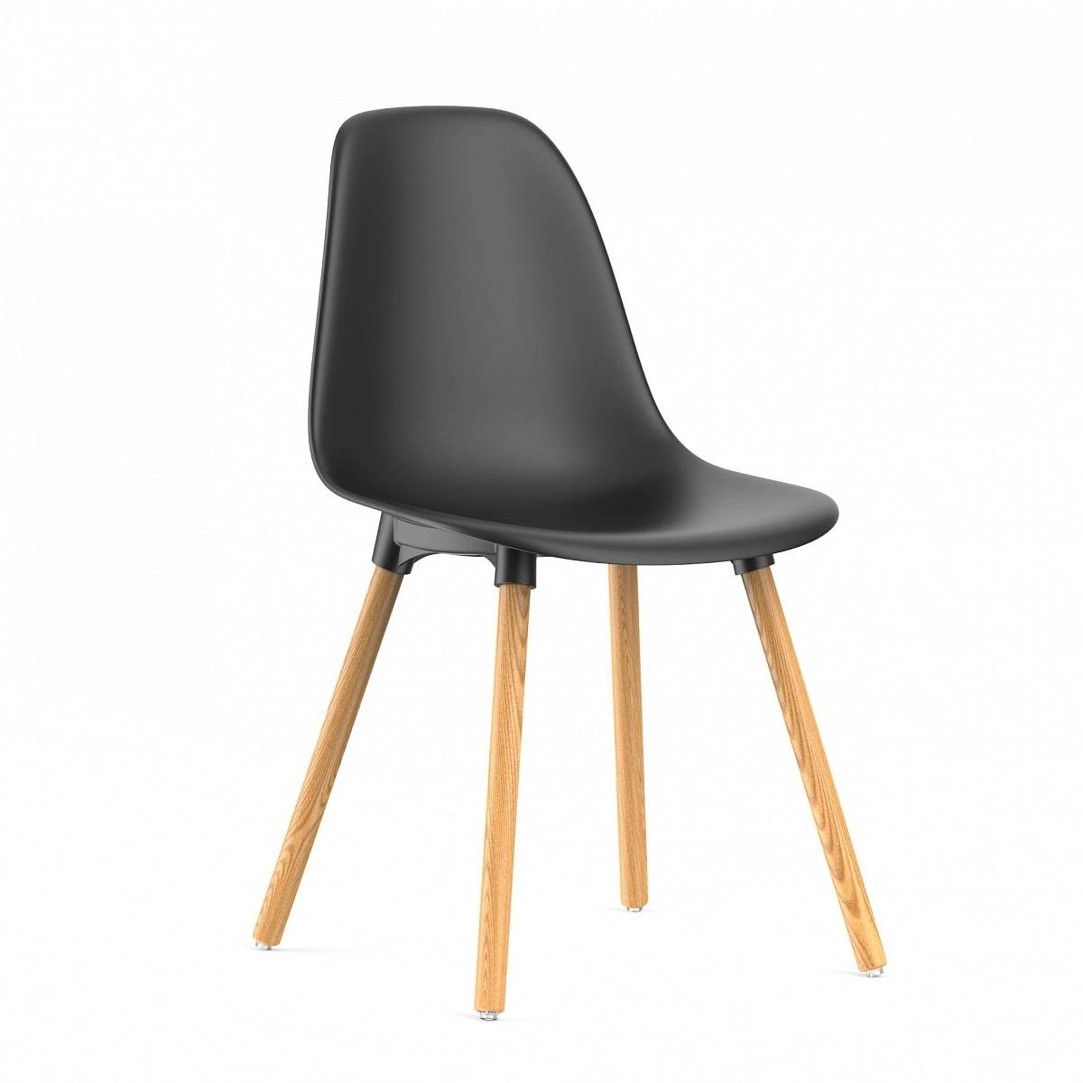 Стул Eames, (комплект 4 шт), пластик черный / опоры дерево изображение Стул Eames, (комплект 4 шт), пластик черный / опоры дерево фото