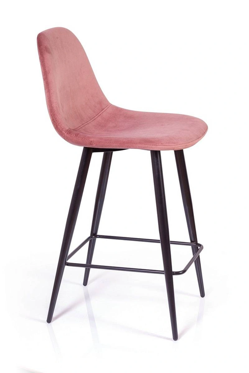 Стул полубарный TED, бархат пудровый 15 /опора конус изображение Стул полубарный TED, бархат пудровый 15 /опора конус фото